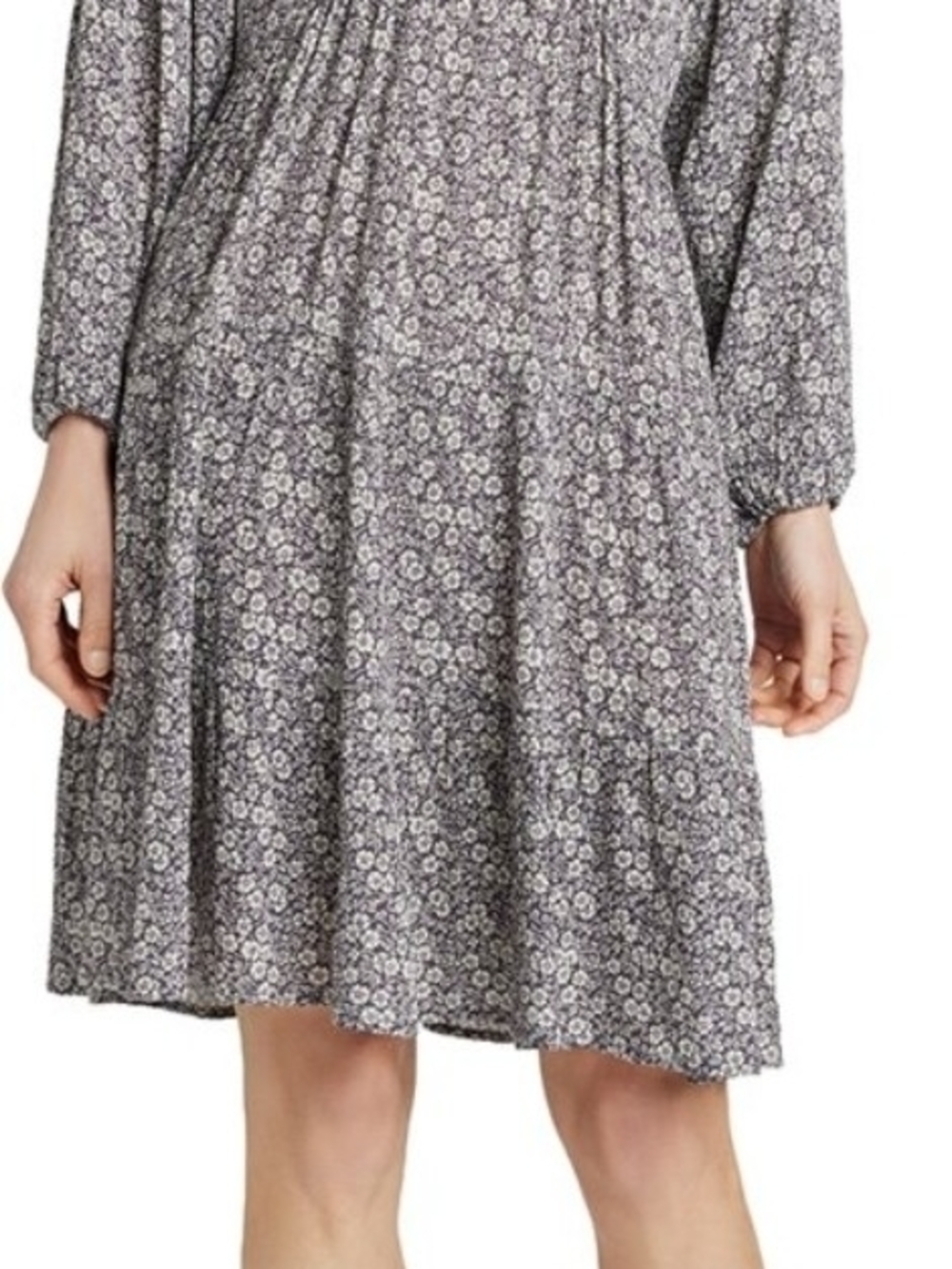 Faherty Sirene Navy and White Floral Midi Dress
